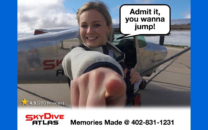 Skydive Atlas / Nebraska Skydiving School - Tandem Skydive for HALF PRICE